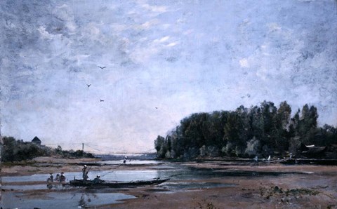 Framed Fishing Boats on the Loire, 1865 Print