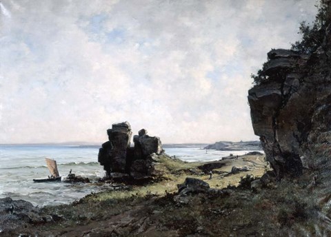 Framed Beautiful Morning at the Coast of Brittany, 1882 Print