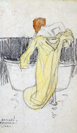 Framed Red-headed Woman in the Bathroom Print