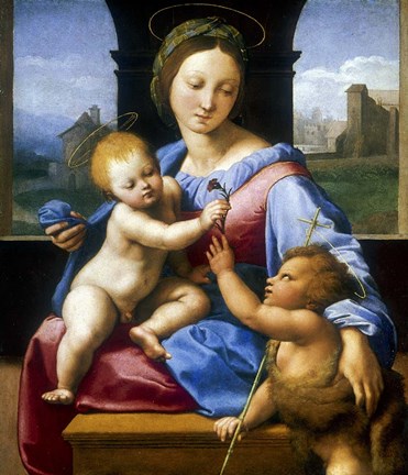 Framed Madonna and Child with the Infant Baptist (The Garvagh Madonna), c1509-1510 Print