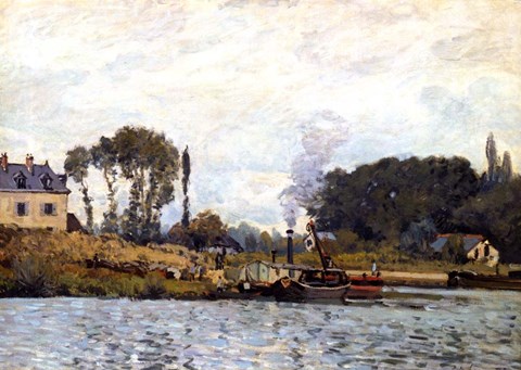 Framed Boats on the Canal, 1873 Print
