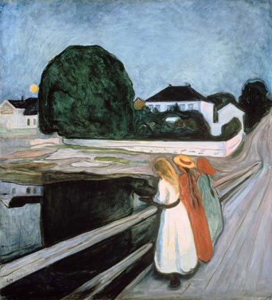 Framed Girls on the Bridge, 1901 Print
