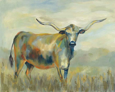 Framed Colorful Longhorn Cow Print