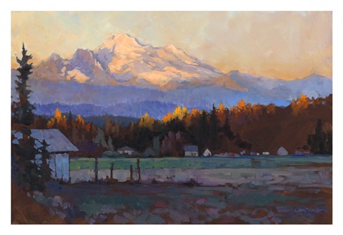 Framed Late October Light Mt. Baker Print