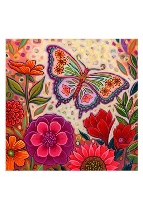 Framed Butterfly Floral Print