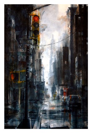 Framed Broadway and Howard Street, rain Print