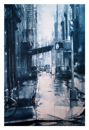 Framed Crosby Street from Spring, rain Print