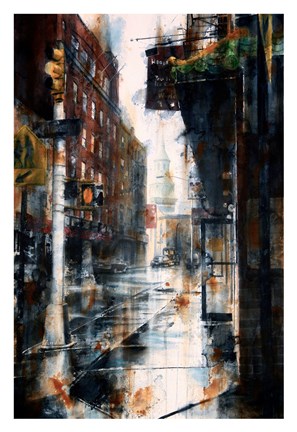 Framed Transfiguration Church, Mott street, rain Print