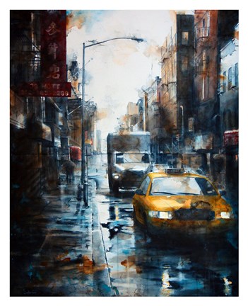 Framed 39 Mott Street, rain Print