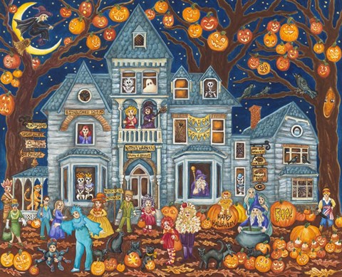Framed Haunted House Costume Parade Print