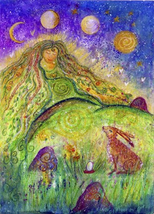 Framed Goddess Ostara And The Spring Hare Print