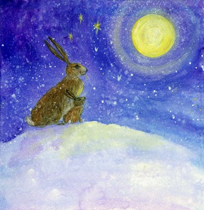Framed Hare And His Mother Moon Gazing Print