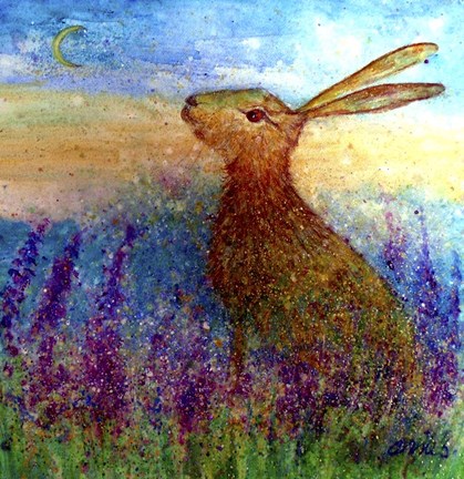 Framed Hare In Spring Flowers Print