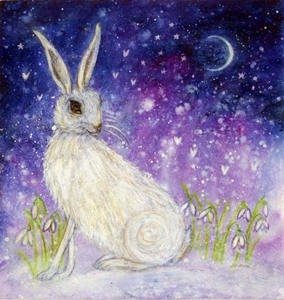 Framed Winter Hare And The Moon Print