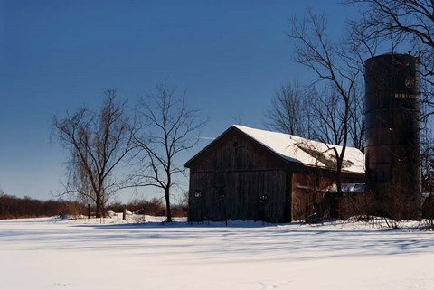 Framed Abandon Farm In Winter Print