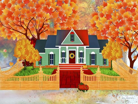 Framed Autumn House Print