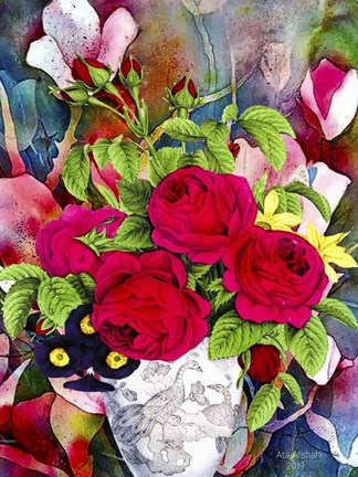 Framed Flowers P49 Print