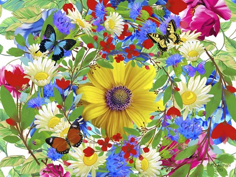 Framed Flowers P89 Print