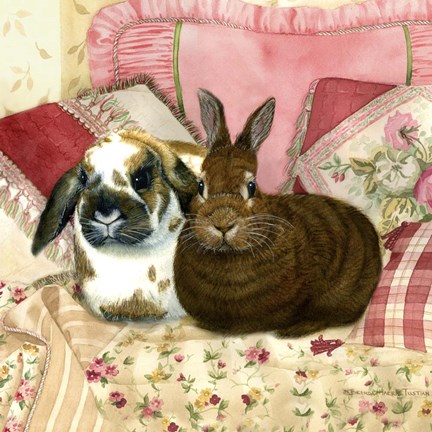 Framed Bunnies On Pink Print