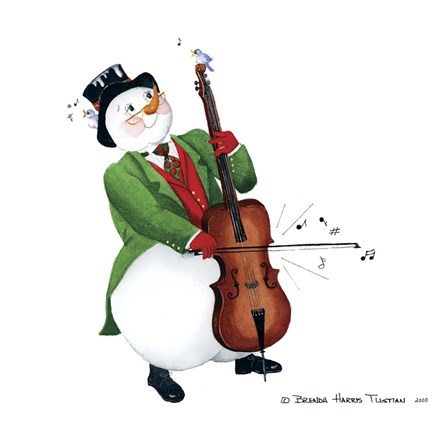 Framed Musical Snowmen Cello Print