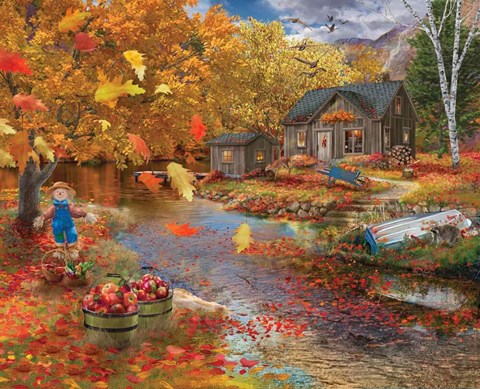 Framed Autumn Cabin Print