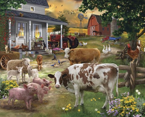 Framed Farm Friends Print