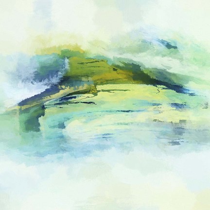 Framed Abstracted Landscape in Greens Print