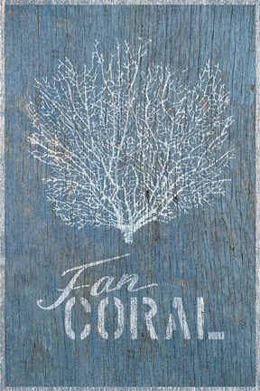 Framed Fan Coral on Blue Print