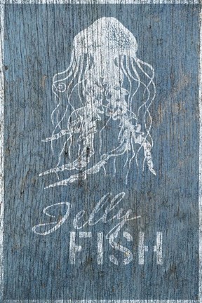 Framed Jellyfish on Blue Print