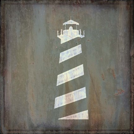 Framed Rusty Sign Lighthouse Print