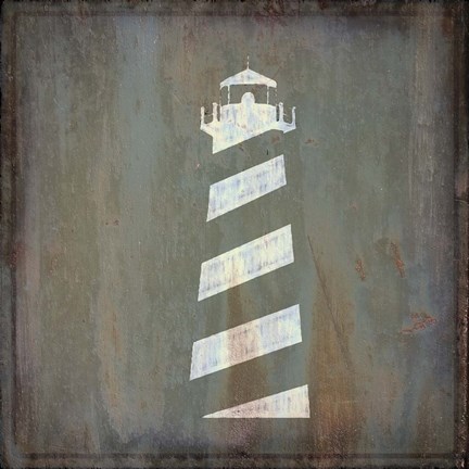 Framed Rusty Sign Lighthouse Print
