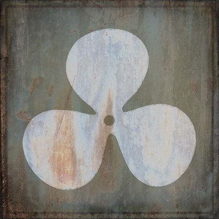 Framed Rusty Sign Ship Propeller Print