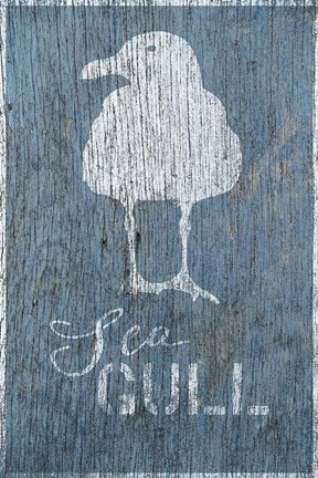 Framed Seagull on Blue Print