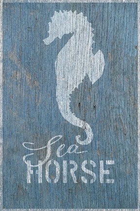 Framed Seahorse on Blue Print