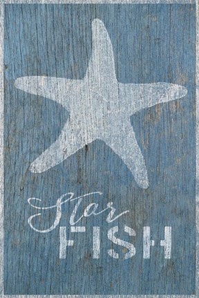 Framed Starfish on Blue Print