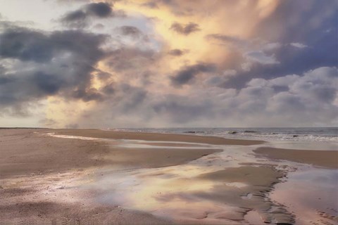 Framed Beach with Cloudy Sky Print