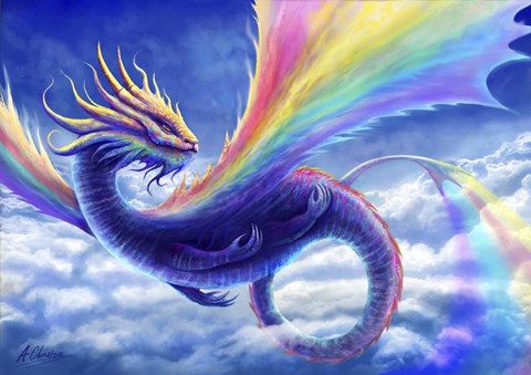 Framed Rainbow Dragon Print