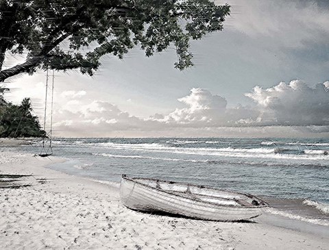 Framed Tree Swing and a Row Boat B Print