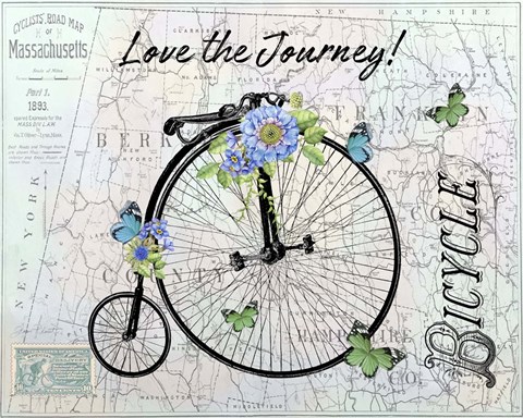 Framed Vintage Bicycle with Map C Print