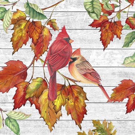 Framed Fall Cardinals B Print