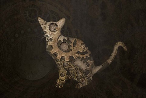 Framed Steampunk Cat Print