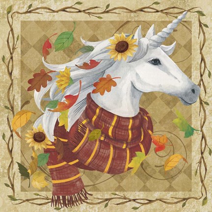 Framed Fall Unicorn Print