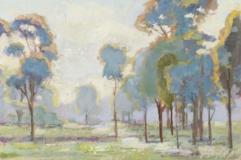 Framed Blue Trees in Landscape Print