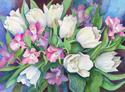 Framed Alstroemeria and Tulips Print