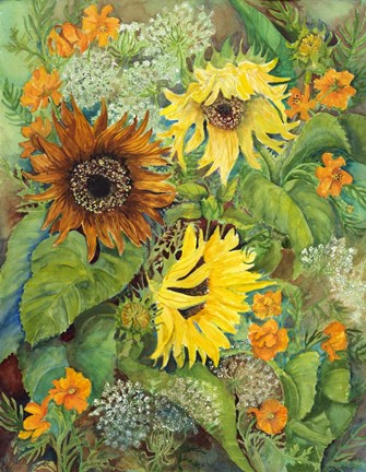 Framed Jungle of Flowers Print