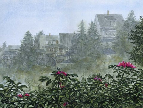 Framed Petals in the Mist Print