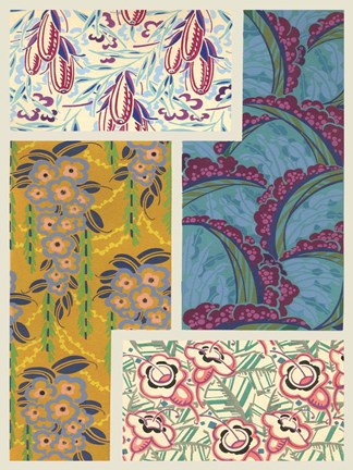 Framed Art Deco Florals III Print