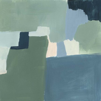 Framed Teal and Sage I Print