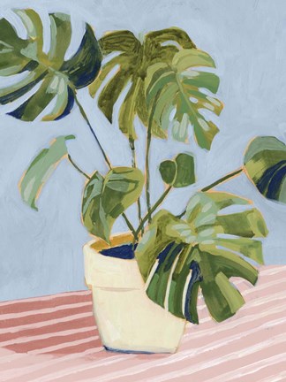 Framed Plant on Pink II Print