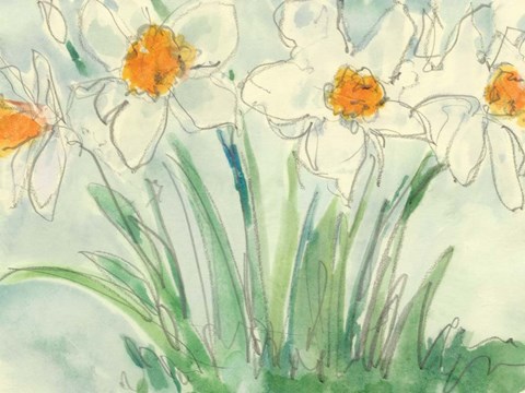 Framed Daffodils Orange and White II Print